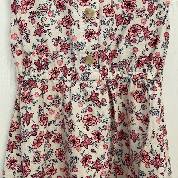 GAP Floral Paisley Kids Dress Red Cream Navy Linen Rayon Short Sleeve Size 8 - Picture 5 of 10